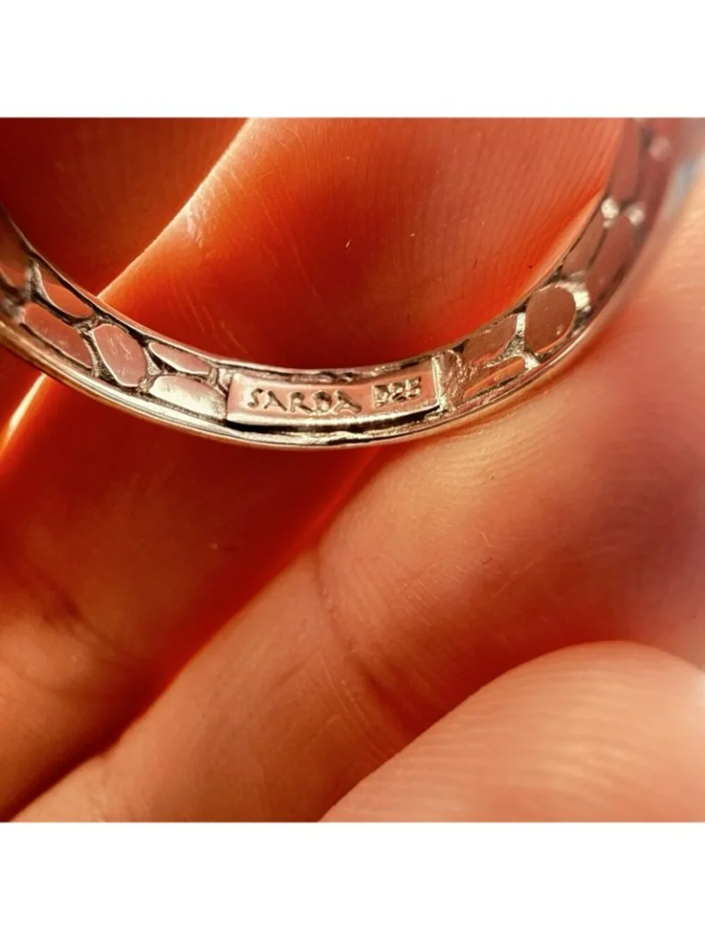 Sarda Sterling Silver Ring Pebbled Bali 925 Size 9 Rope Cobblestone Caviar